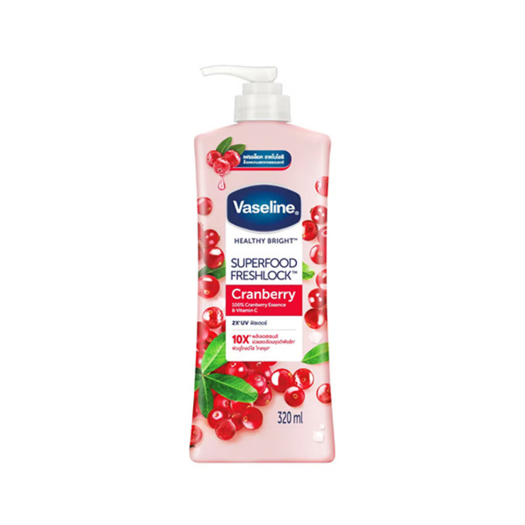 لوشن الجسم فازلين هيلثي برايت سوبرفود فريشلوك بالتوت البري 320 مل — Q-BB098-CRANBERRY