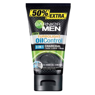 Garnier Men Turbolight Oil Control Charcoal 3 In 1 Face Wash Scrub