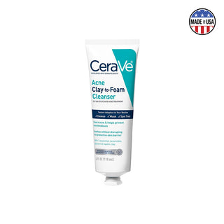 Cerave Acne Clay-To-Foam Cleanser 2% Salicylic Acid Acne Treatment 118ml