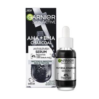 Garnier Pure Active AHA + BHA Charcoal Anti-Blemish Serum 30ml