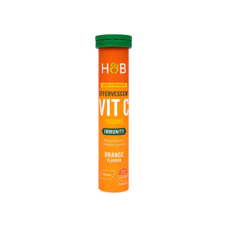Holland & Barrett High Strength Effervescent Vit C 1000mg Orange Flavour 20 Tablets