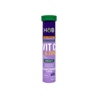 Holland & Barrett High Strength Effervescent Vit C & Zinc Blackcurrant Flavour 20 Tablets