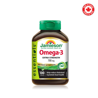 Jamieson Omega-3 Extra Strength 700mg No Fishy Aftertaste 100 Softgels