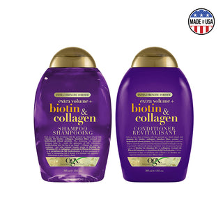 OGX Extra Volume + Biotin & Collagen Shampoo & Conditioner 385ml Bundle Pack