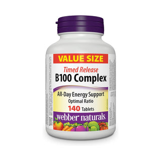 Webber Naturals Time Release  B100 Complex All Day Energy Support 140 Tablets