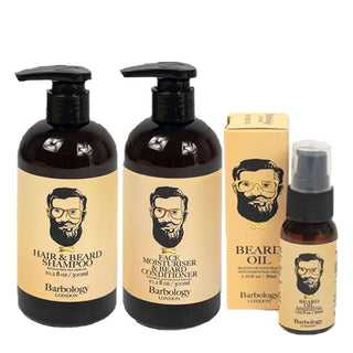 Barbology Shampoo & Barbology Moisturiser 300ml & Beard oil