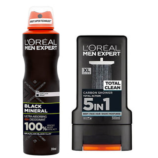 L'Oreal Men Expert Total Clean Shower Gel 300ml/L'oreal Black Mineral Deodorant 250ml
