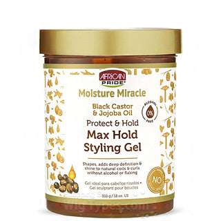 African Pride Black Castor & Jojoba Oil Max Hold Styling Gel 510g