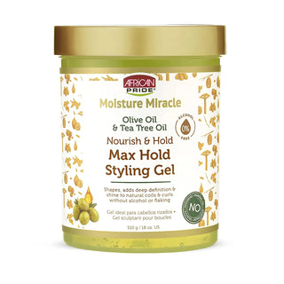 African Pride Moisture Rich Oilve Oil & Tea Tree Max Hold Styling Gel 510g
