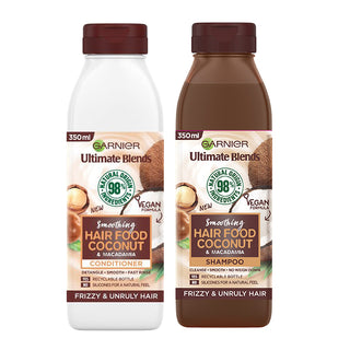 Garnier Ultimate Blends Hair Food Coconut & Macadamia Shampoo & Conditioner for Frizzy & Unruly Hair 350 ml