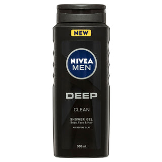 NIVEA Men Deep Clean Shower Gel Body, Face & Hair 500ml