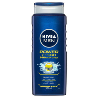NIVEA Men Power Fresh Shower Gel Body, Face & Hair 500ml