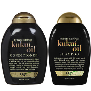 OGX Hydrate + Defrizz Kukui Oil Shampoo and Conditioner 385ml